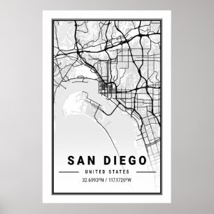 Poster San Diego California USA Cities Travel City Map