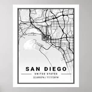 Poster San Diego California USA Travel City Carte