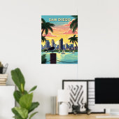 Poster San Diego, Californie avec mouette (Bureau à domicile)
