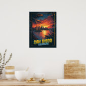 Poster San Diego, Californie - Style Vintage (Cuisine)