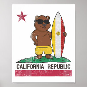 Poster San Diego Californie Surfeur Ours Surf Hommes Femm