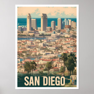 Poster San Diego City California USA Vintage voyage d'art