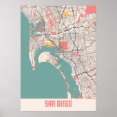 Poster San Diego - États-Unis Chalk City Map (Devant)