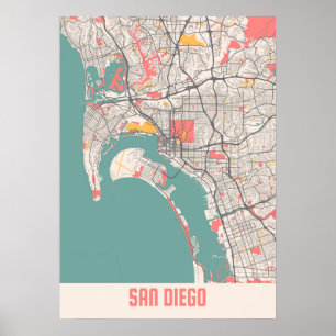 Poster San Diego - États-Unis Chalk City Map