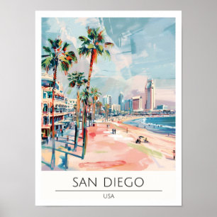 Poster San Diego États-Unis Illustration d'art vintage Vo