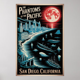 Poster San Diego Hanté Voyage Horreur Vintage