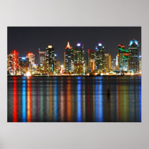 Poster San Diego Skyline la nuit