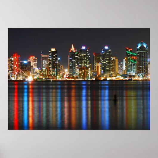 Poster San Diego Skyline la nuit (Devant)