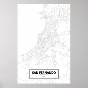 Poster San Fernando, Trinidad-et-Tobago (noir sur le