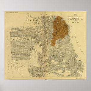 Poster San Francisco a brûlé le secteur, 1906