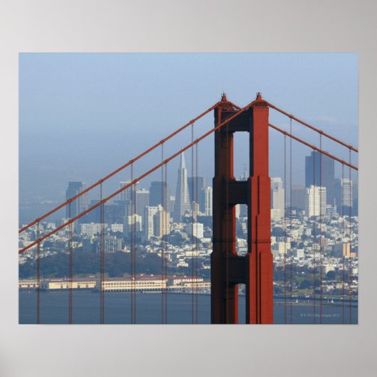 Poster San Francisco a vu par Golden Gate Bridge. (Devant)