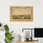 Poster San Francisco, CA. Carte panoramique 1860 (1162A) (Bureau à domicile)