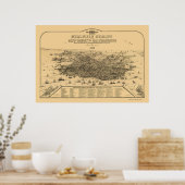Poster San Francisco, CA Carte panoramique - 1875 (Cuisine)