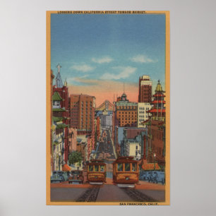 Poster San Francisco, CA - funiculaires montant