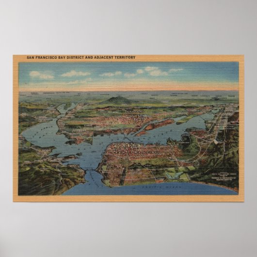 Poster San Francisco, CAAerial View from West (Devant)