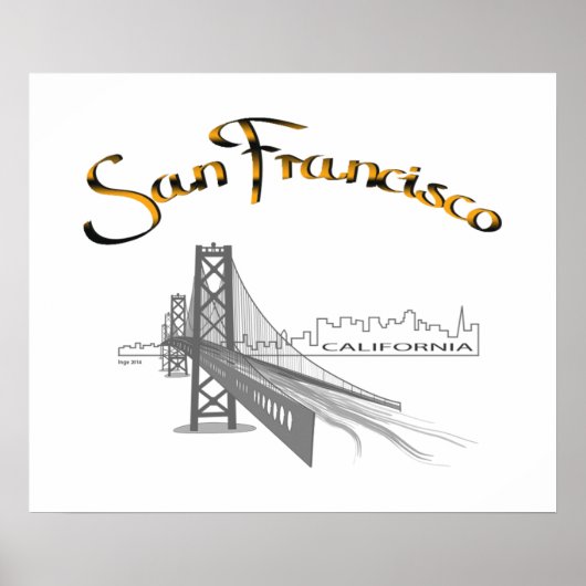 Poster San Francisco, California Grey Gold (Devant)