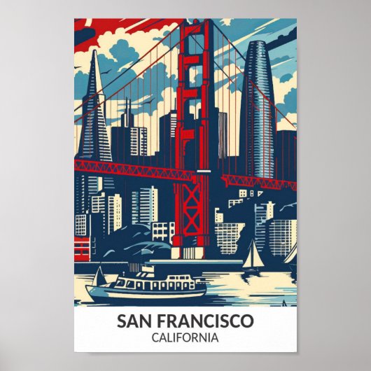 Poster San Francisco California Retro Artwork Travel (Devant)
