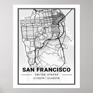 Poster San Francisco California USA Travel City Map