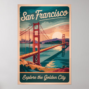 Poster San Francisco Californie Golden Gate Bridge Voyage