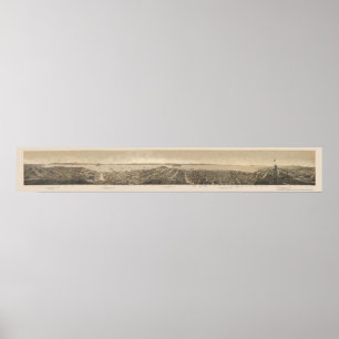 Poster San Francisco, carte panoramique de CA - 1862