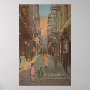 Poster San Francisco, CAView de vieille rue de Chinatown