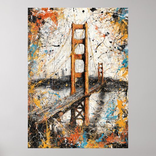 Poster San Francisco Golden Gate Abstract Drip Painting (Devant)