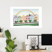 Poster San Francisco Pastel Peint Dames Grand Imprimé (Bureau à domicile)