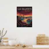 Poster San Francisco Skyline avec Golden Gate Bridge (Cuisine)