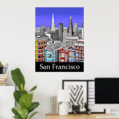 Poster San Francisco Skyline Colour Line Art (Bureau à domicile)