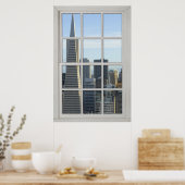 Poster San Francisco Skyline Faux - Fake White Window (Cuisine)