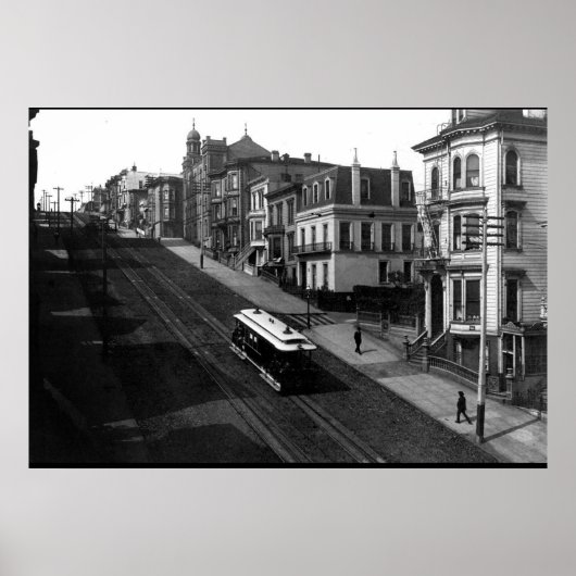 Poster San Francisco Street avec téléphérique 1901 (Devant)