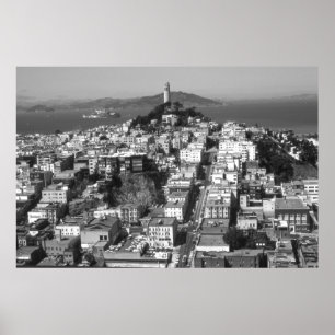 Poster San Francisco Telegraph Hill - Photo noir et blanc