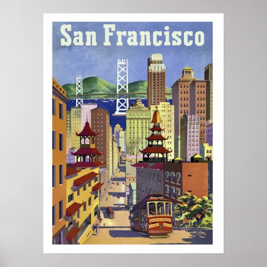 Poster San Francisco, tramway, rue urbaine, vintage (Devant)