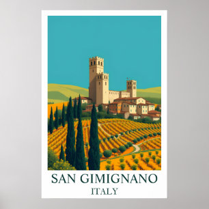 Poster San Gimignano Italie Art de Voyage Rétro