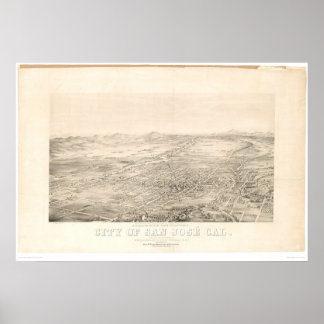 Poster San Jose, CA. Carte panoramique 1869 (1559A)