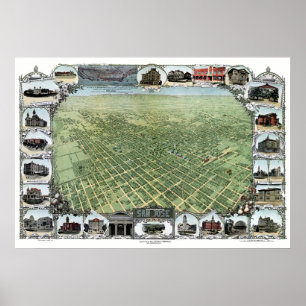 Poster San Jose, CA Carte panoramique - 1901