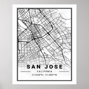 Poster San Jose California USA Travel City Carte