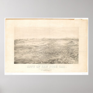 Poster San Jose, carte panoramique 1869 (1559A) de CA