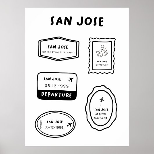 Poster San Jose - Collection de timbres de voyage | De mi (Devant)