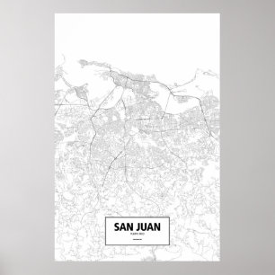 Poster San Juan, Porto Rico (noir sur blanc)