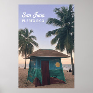 Poster San Juan Porto Rico Plage tropicale coucher de sol