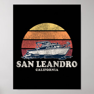 Poster San Leandro Ca Vintage Boat les années 70 Retro Bo