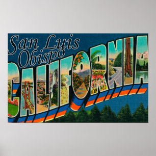 Poster San Luis Obispo, California - Large Letter Scene