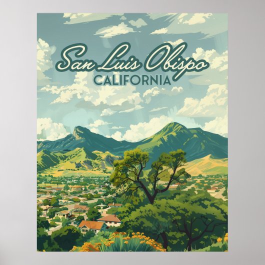 Poster San Luis Obispo SLO California Central Coast Retro (Devant)