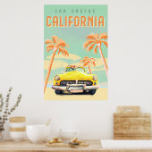 Poster San Onofre, Californie Cool Retro Surf Travel (Cuisine)
