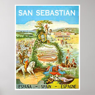 Poster San Sebastian, Espagne, Art vintage, voyage