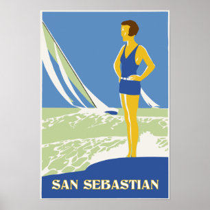 Poster San Sebastian, vectoriel art rétro voyage petit