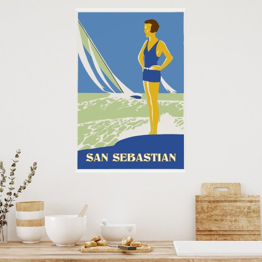 Poster San Sebastian, vectoriel art voyage rétro (Cuisine)
