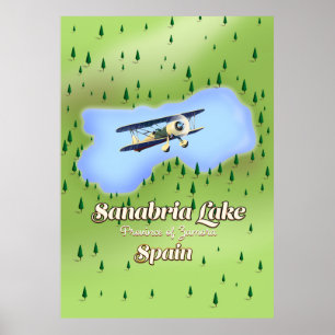 Poster Sanabria Lake Spain travel Map.