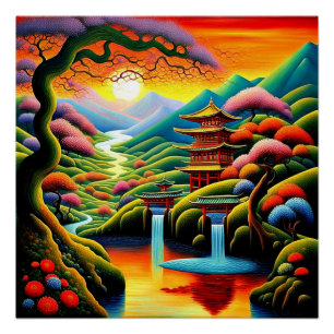 Poster Sanctuaire au coucher du soleil 1